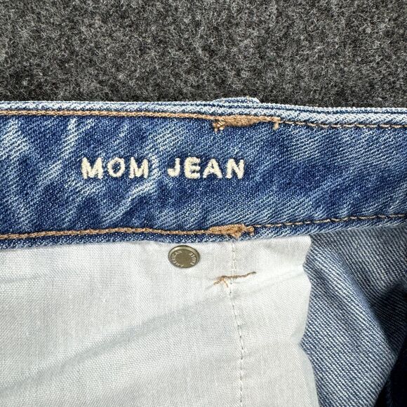 American Eagle Mom Jeans Women's 18 34W Blue Light Distressed Super High Rise - Picture 12 of 13